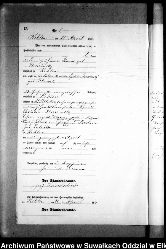 image.from.unit.number "Sterbe-Neben-Register des Preussischen Standes-Amtes Kehlen Kreis Angerburg"
