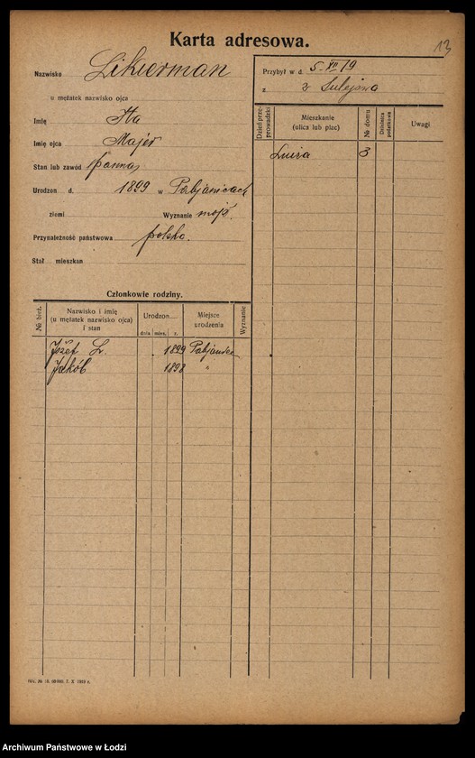 Obraz 15 z jednostki "[Spis ludności Łodzi] Like - Linke"