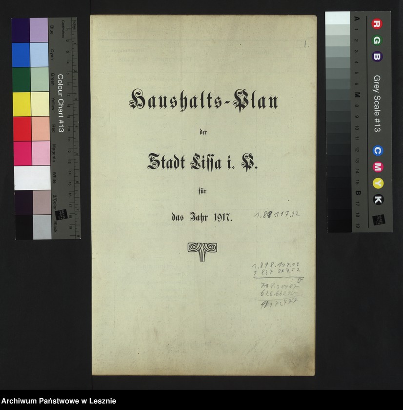 Obraz 4 z jednostki "[Haushaltsplan der Stadt Lissa]"