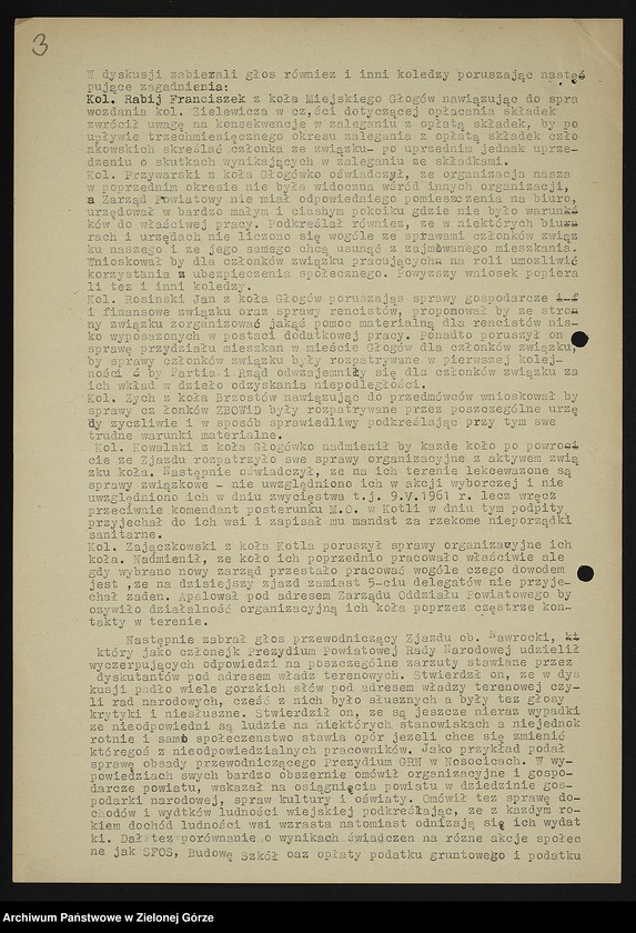 image.from.unit.number "Oddział Powiatowy ZBoWiD w Głogowie. Kampania sprawozdawczo-wyborcza Zarządu Oddziału Powiatowego ZBoWiD w Głogowie w 1961 r.-Protokół z Walnego Zjazdu Powiatowego ZBoWiD - 28 maja 1961"