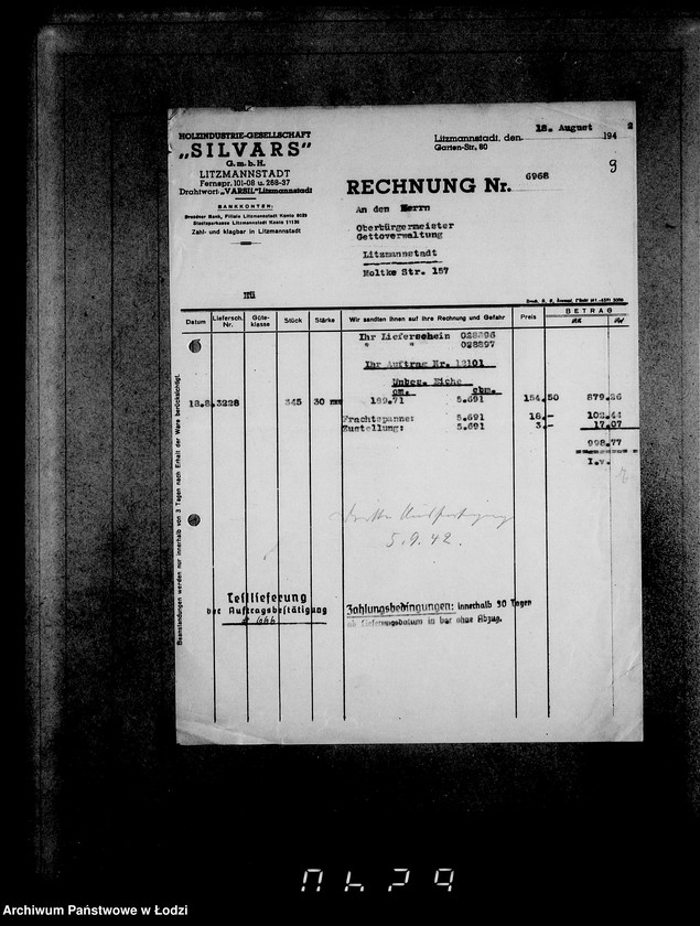 Obraz 13 z jednostki "Aufträge, [Lieferscheinen und Rechnungen] 15006-15019"