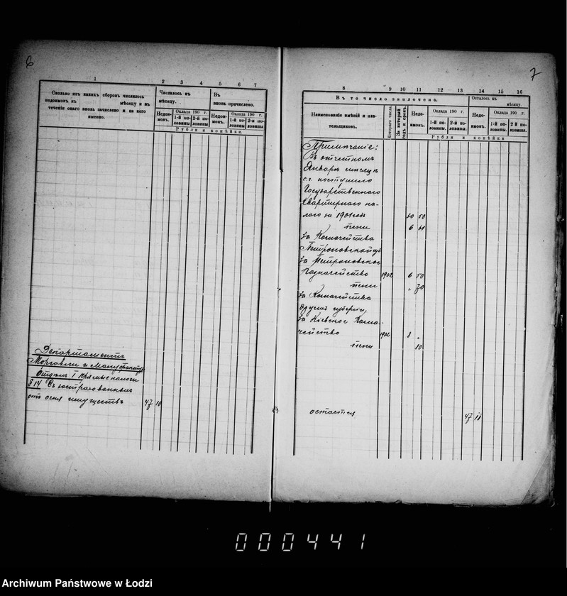 Obraz 9 z jednostki "O nedoimkach po knigam kaznačejstva za 1903 god"