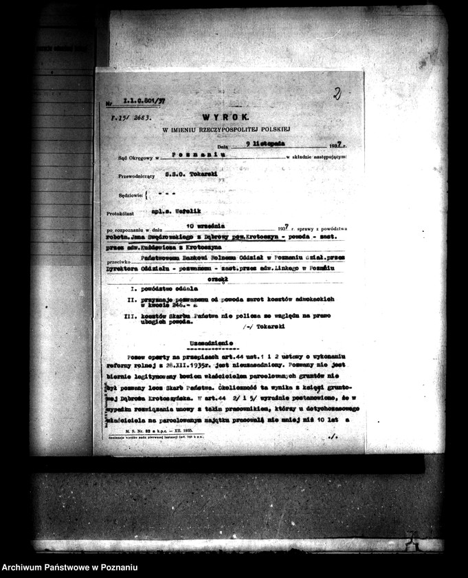 Obraz 6 z jednostki "Jan Swędrowski c/a P.B.R. o odprawę z art. 44 z dóbr krotoszyńskich"