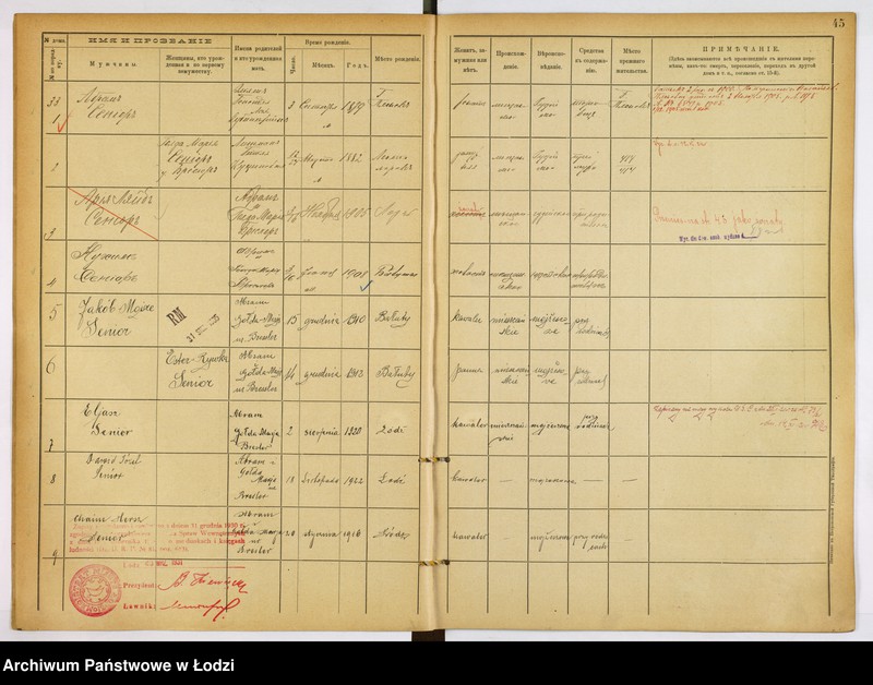 Obraz 20 z jednostki "[Księga ludności stałej m. Łodzi guberni piotrkowskiej nr domu 32a-41m]"