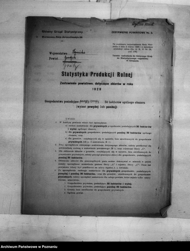 Obraz 3 z jednostki "/Statystyka produkcji rolnej - zestawienie powiatowe - Grodzisk/"