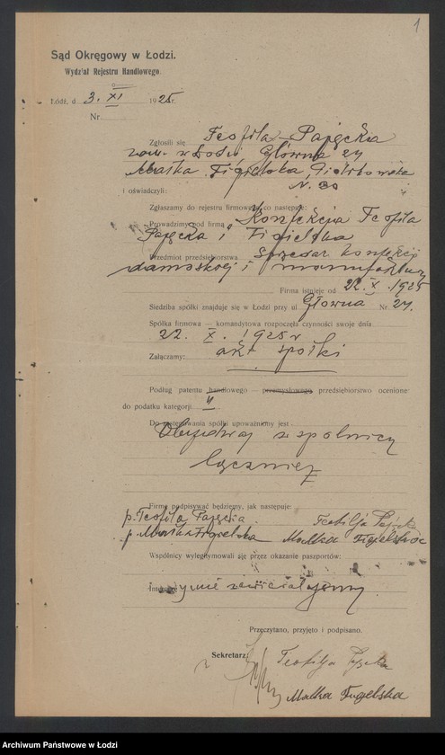 Obraz 3 z jednostki ""Konfekcja"- Teofilja Pajęcka i Małka Figielska- sprzedaż konfekcji damskiej i manufaktury"