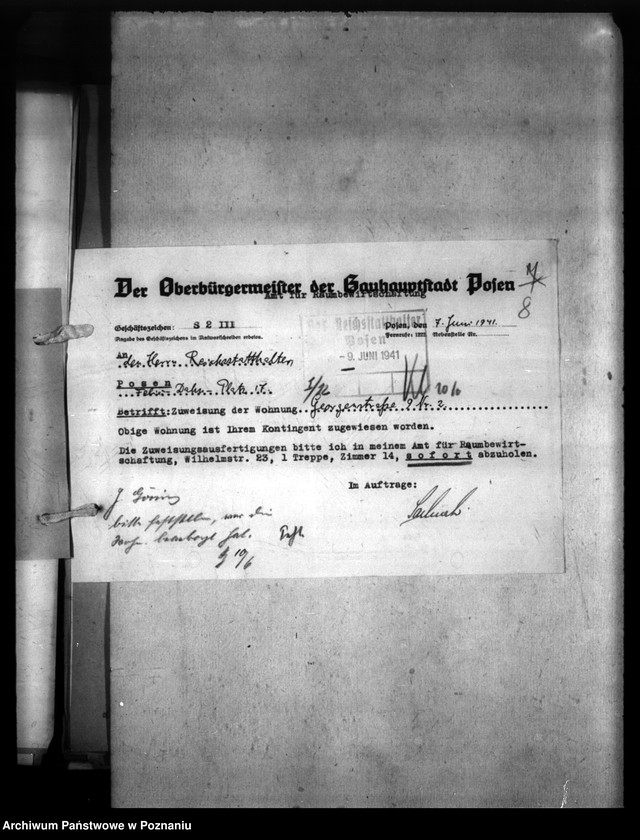 Obraz 12 z jednostki "Wohnungszuweisungen für Deutsche. Verdrängung der Polen."
