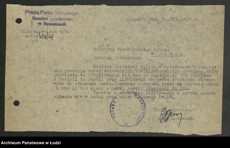 Obraz 5 z jednostki "Wykazy wykluczonych z partii i ubyłych z innych przyczyn [z lat 1945 - 1947]"