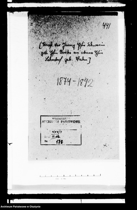 image.from.unit.number "/Jenny Gfin Schwerin- Wildenhoff geb. Brocke u. ihre Tochter Marie u. Enkelin Marie- Agnes an Anna Gfin Lehndorff geb. Hahn/"