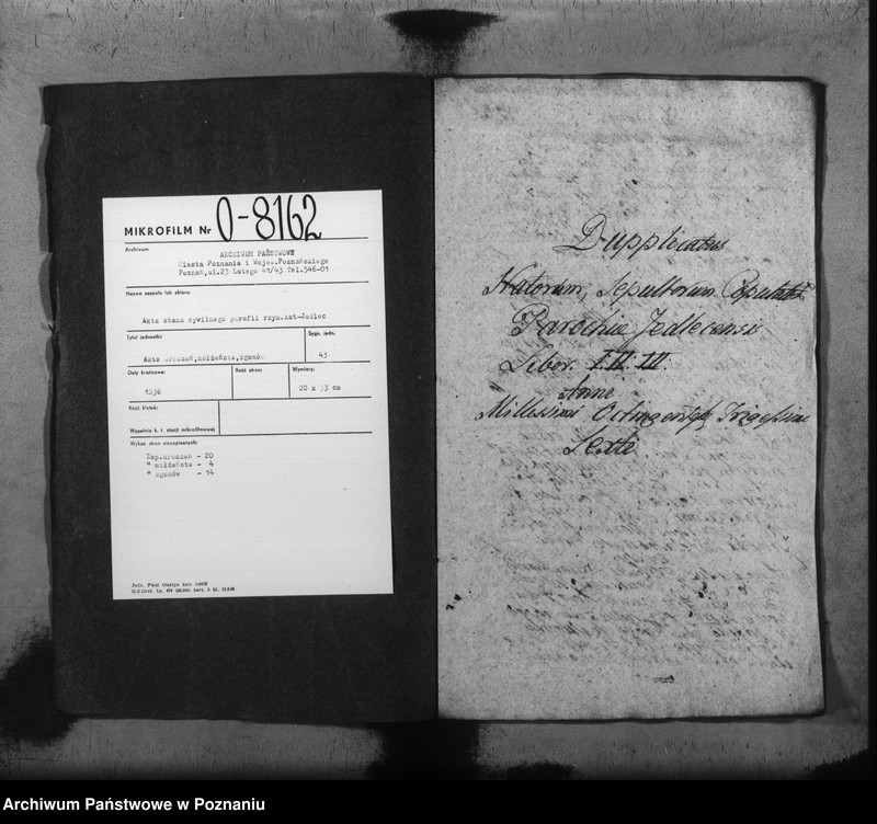 Obraz 3 z jednostki "Duplikat baptisatorum, copulatorum, mortuorum"