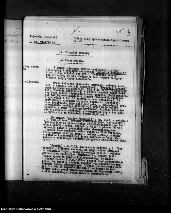 Obraz 7 z jednostki "Sprawozdania sytuacyjne tygodniowe za czas od 2 listopada do 29 listopada 1928 r."