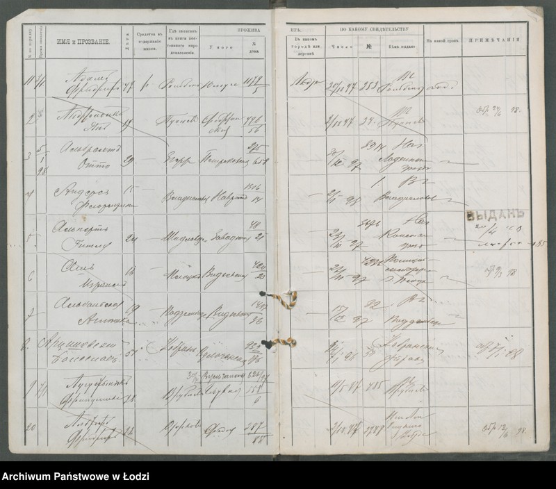 Obraz 6 z jednostki "[Księga ludności niestałej m. Łodzi lit. A]"