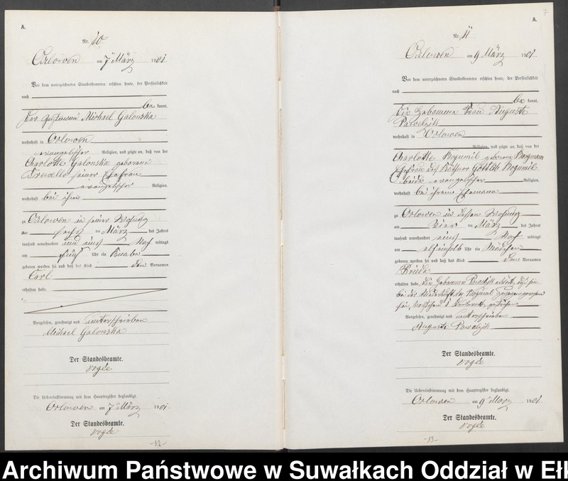 image.from.unit.number "Geburts-Neben-Register des Preussischen Standes-Amtes Orlowen Kreis Loetzen"
