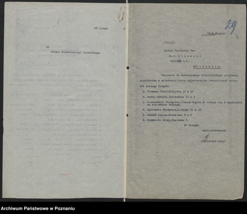 Obraz 7 z jednostki "Korespondencja [spis bezrobotnych członków Związku Powstańców Wielkopolskich."