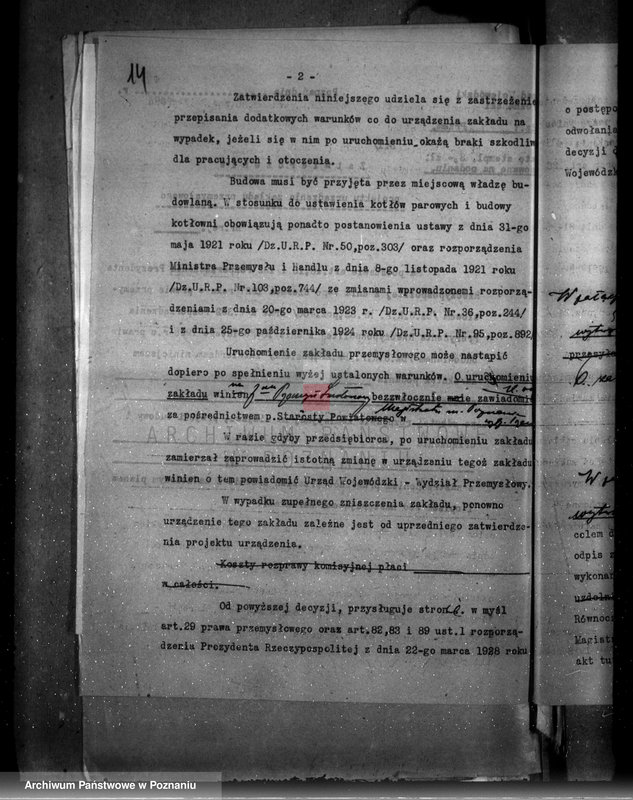 Obraz 18 z jednostki "Zatwierdzenie zakładu przemysłowego /firmy przemysłu smołowego/ Spółka z o.o. dawniej Lindenberg Poznań nr woj. 556"