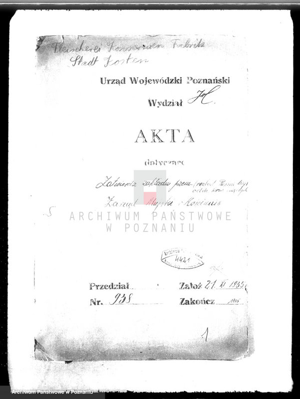 Obraz 4 z jednostki "Zatwierdzenie zakładu przemysłowego / Rozbudowa Rzeźni Miejskiej, - oddział konserw miejskich Zarząd Miejski w Kościanie"