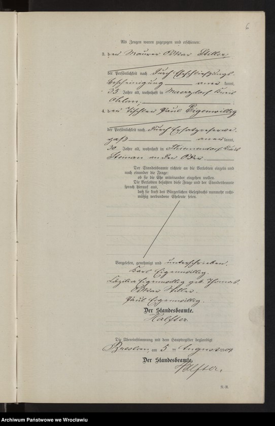 image.from.unit.number "Heiraths-Haupt-Register Breslau II 1909 Band 4"