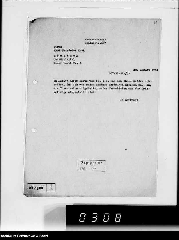 Obraz 8 z jednostki "[Korespondencja z urzędami, instytucjami i firmami] Lit.Ko-Ky"