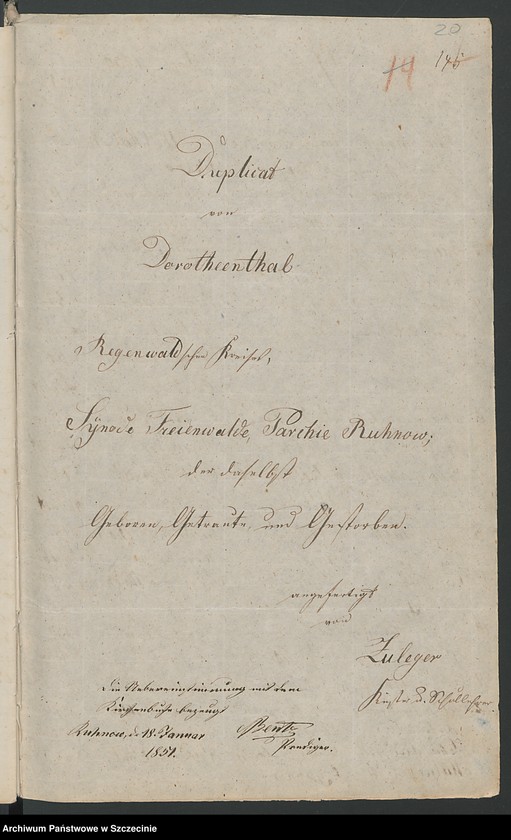 image.from.unit.number "Die Kirchenbuchs Duplicate von Ruhnow [Runowo], Winingen [Winniki], Piepstock [Podlipce], Blankenhagen [Dłusko], Neu Buchholtz [Pławnica], Dorothenthal [Sarnikierz]"