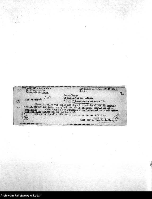 Obraz 10 z jednostki "[Korespondencja z wydziałami w sprawach personalnych, zatrudnienia i płac]"