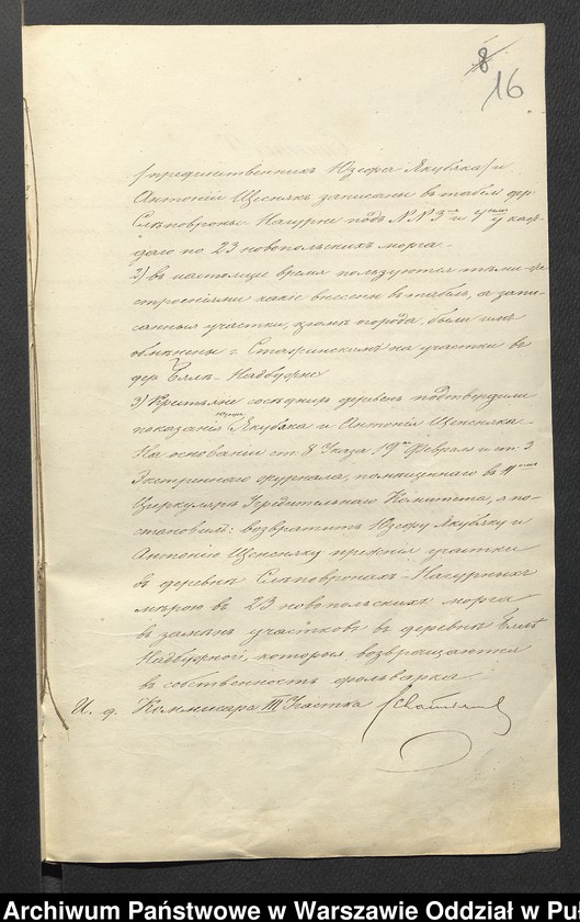 image.from.unit.number "O urządzaniu chłopów byłej rządowej wsi Kossaki, gm. Nur wchodzącej w skład prywatnej własności Obryte należące do Faddeju Siechieniu"