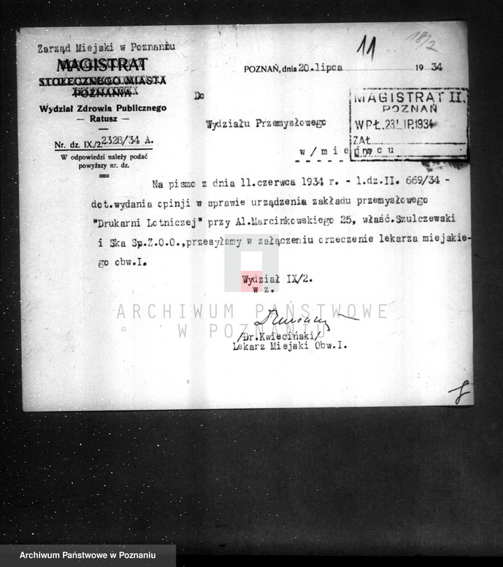 Obraz 15 z jednostki "Zatwierdzenie Drukarni Lotniczej przy Al.. Marcinkowskiego 25"