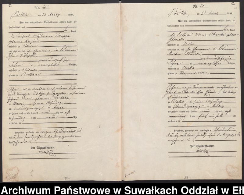 image.from.unit.number "Sterbe-Haupt-Register des Königlichen Preussischen Standes-Amtes Bialla Kreis Johannisburg"