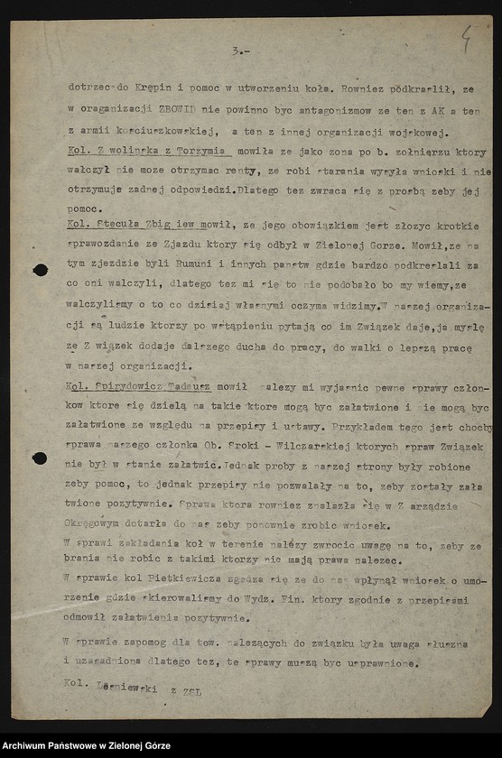 image.from.unit.number "Oddział Powiatowy ZBoWiD w Sulęcinie. Protokół z III Zjazdu Oddziału Powiatowego ZBoWiD z 25 czerwca 1961 r."