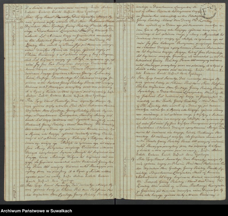 image.from.unit.number "Akta urodzonych gminy puńskiey od 1-go stycznia do dnia ostatniego grudnia 1816 roku."
