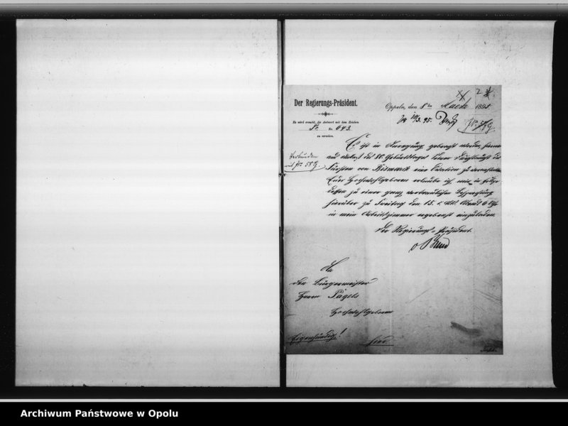 Obraz 6 z jednostki "Acta des Magistrats zu Oppeln betreffend Bismark - Feier pp."