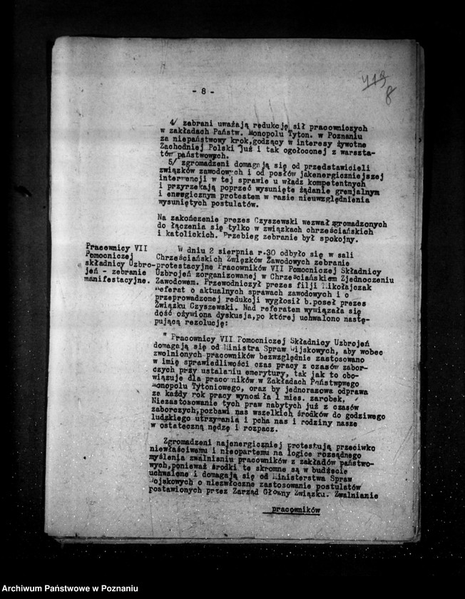 Obraz 12 z jednostki "Sprawozdania sytuacyjne tygodniowe za czas od 2 sierpnia do dnia 30 sierpnia 1930 r. /nr 40-43/"