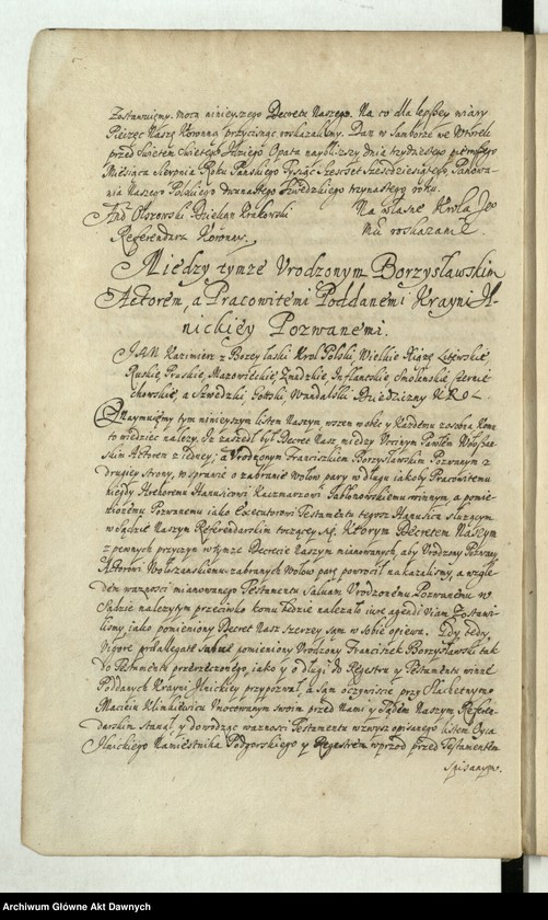 image.from.unit.number ""Akta i dekreta sądów J. K. M. referendarskich za panowania Jana Kazimierza - - króla polskiego - - Za urzędu Andrzeja z Olszowej Olszowskiego dziekana krakowskiego, proboszcza poznańskiego, gnieźnieńskiego, warszawskiego kanonika, a po tym nominata biskupa chełmińskiego, referendarza koronnego. Annorum 1660 et 1661"."