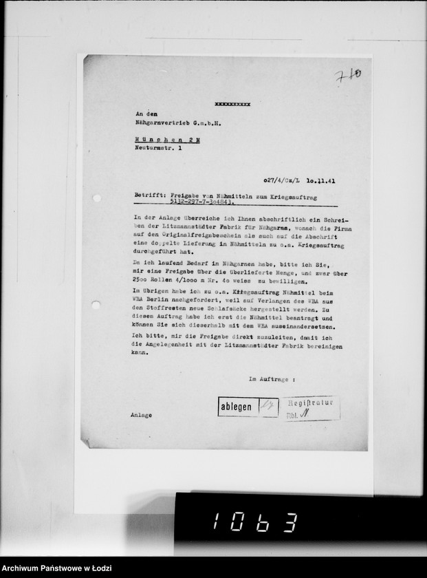 Obraz 11 z jednostki "[Korespondencja z urzędami, instytucjami i firmami] Lit.Na-Ny."