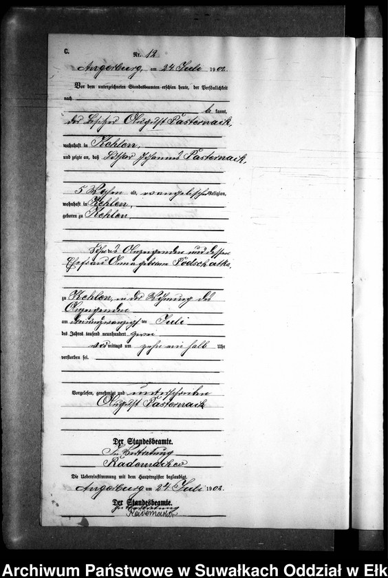 image.from.unit.number "Sterbe-Neben-Register des Preussischen Standes-Amtes Kehlen Kreis Angerburg"