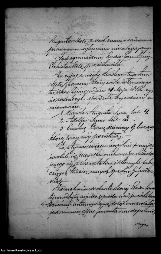 Obraz 12 z jednostki "Akta tyczące się spisu inwentarza pozostałości tudzież ustanowienia opieki nad nieletnimi po Karolu Augusie Stetz"