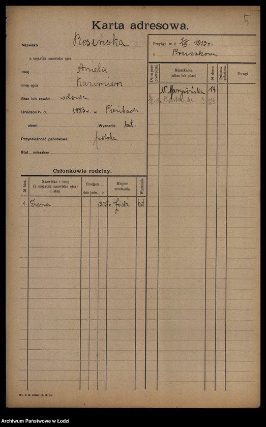 Obraz 7 z jednostki "[Spis ludności Łodzi] Rosińska-Rot"