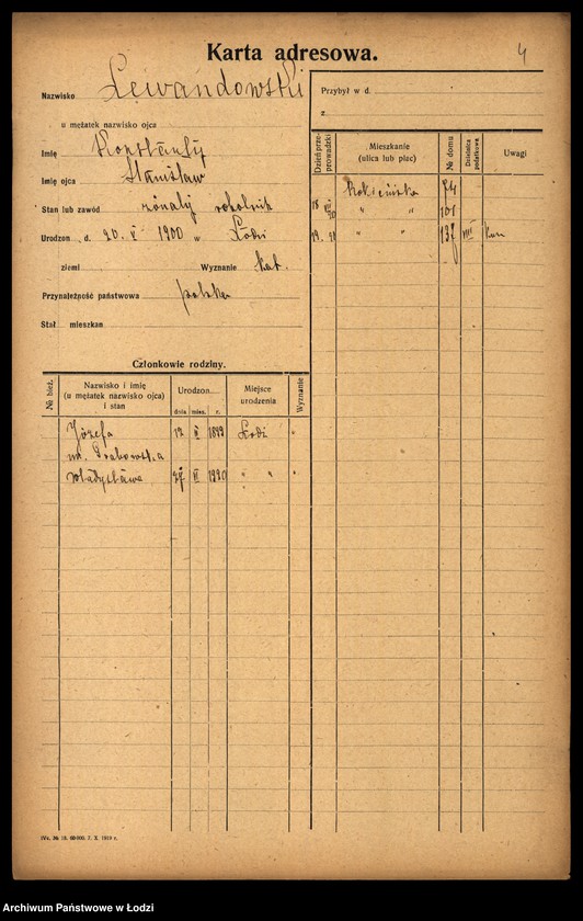 Obraz 6 z jednostki "[Spis ludności Łodzi] Lewandowski - Lewertow"