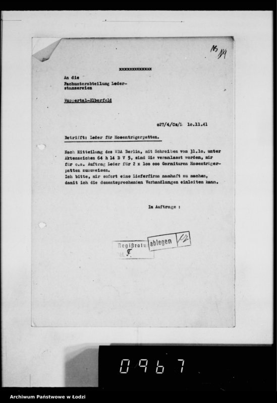 Obraz 17 z jednostki "[Korespondencja z urzędami, instytucjami i firmami]. Lit.Fa-Fy."