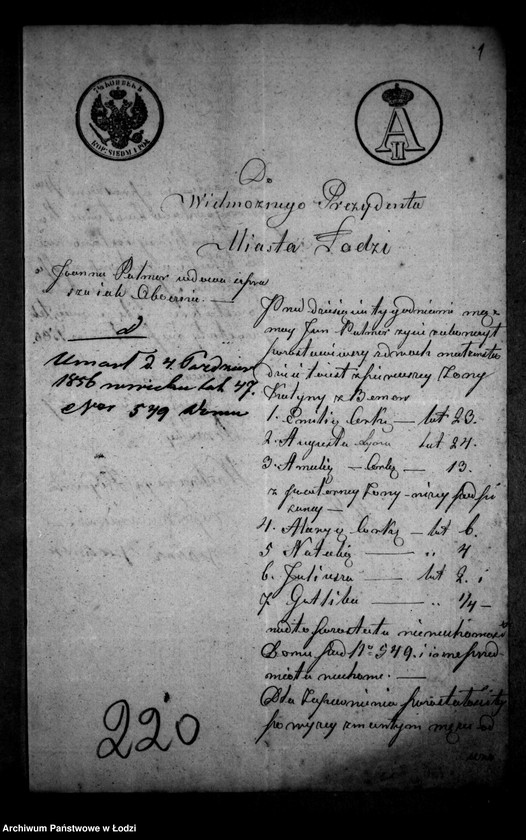 Obraz 5 z jednostki "Akta tyczące się ustanowienia opieki nad nieletnimi Amalią, Marią, Natalią, Juliuszem i Gotlibem Palmer po zmarłym Janie Palmer farbiarzu"