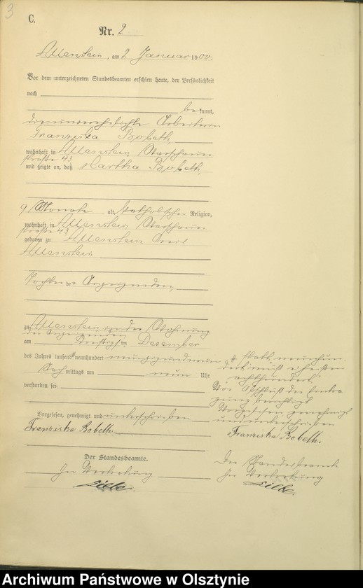 image.from.unit.number "Sterbe-Haupt-Register Tom I,Nr 1 - 399"