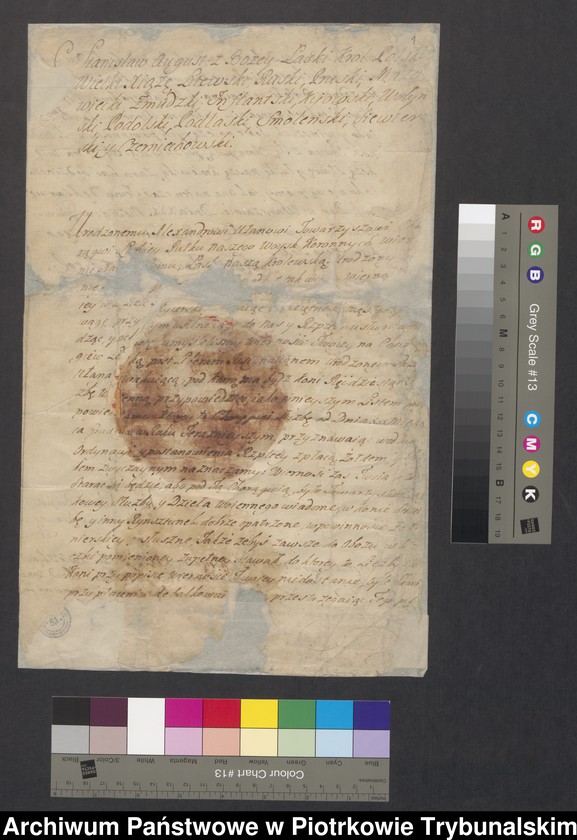 image.from.unit.number "Patent nadania Komendy Chorągwi Lekkiej Aleksandrowi Ułanowi przez króla Stanisława Augusta Poniatowskiego"