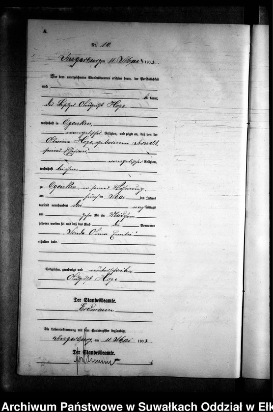 image.from.unit.number "Geburts-Neben-Register des Königlichen Preussischen Standes-Amtes Gr. Strengeln Kreis Angerburg"