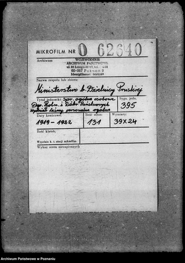 Obraz 2 z jednostki "Sprawy ogólne osobowe Departamenu Rolnictwa i Dóbr Państw. Wydział Leśny personalne ogólne"