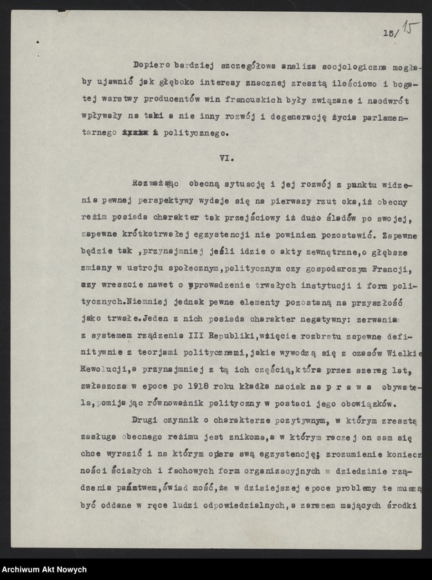 image.from.unit.number "Referat o sytuacji wewnętrznej we Francji po zawarciu zawieszenia broni z Niemcami (Autora nie ustalono, na pierwszej stronie napis - S. Elka)"