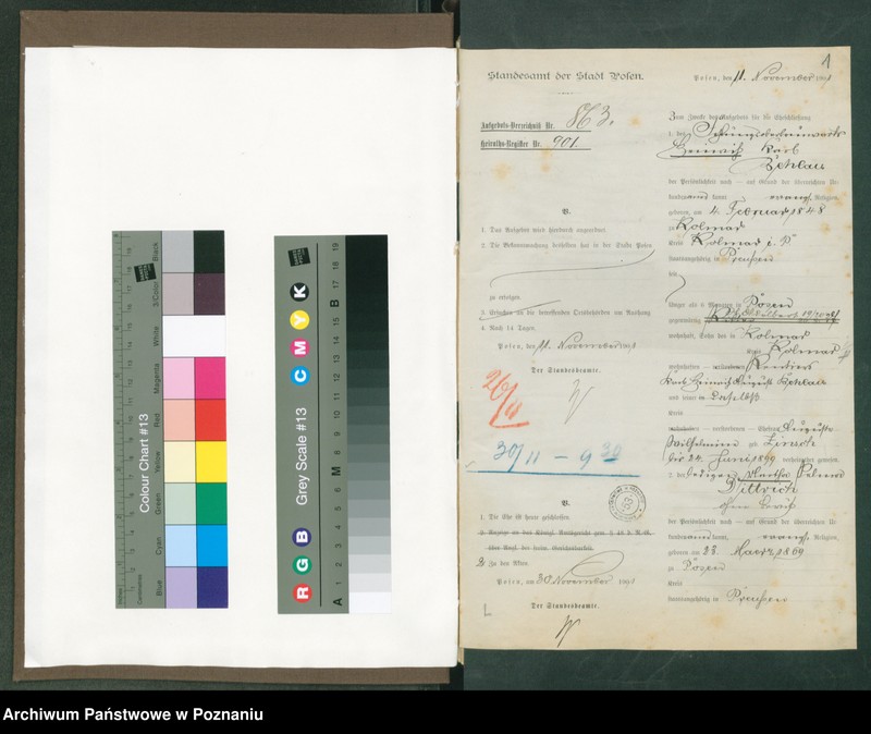 Obraz 3 z jednostki "[Dokumenty dostarczone przez narzeczonych do zawarcia związku małżeńskiego za 1901 rok. Tom XIX]"