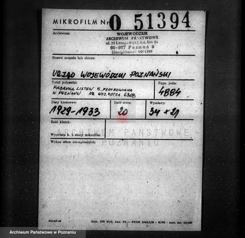 image.from.unit.number "Fabryka listew E. Płotkowiaka w Poznaniu nr woj. 6368"