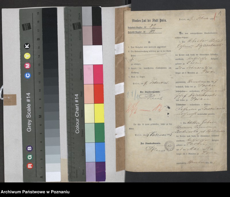 Obraz 3 z jednostki "Die von den Verlobten beigebrachten Urkunden zur Eheschliessung pro 1895"