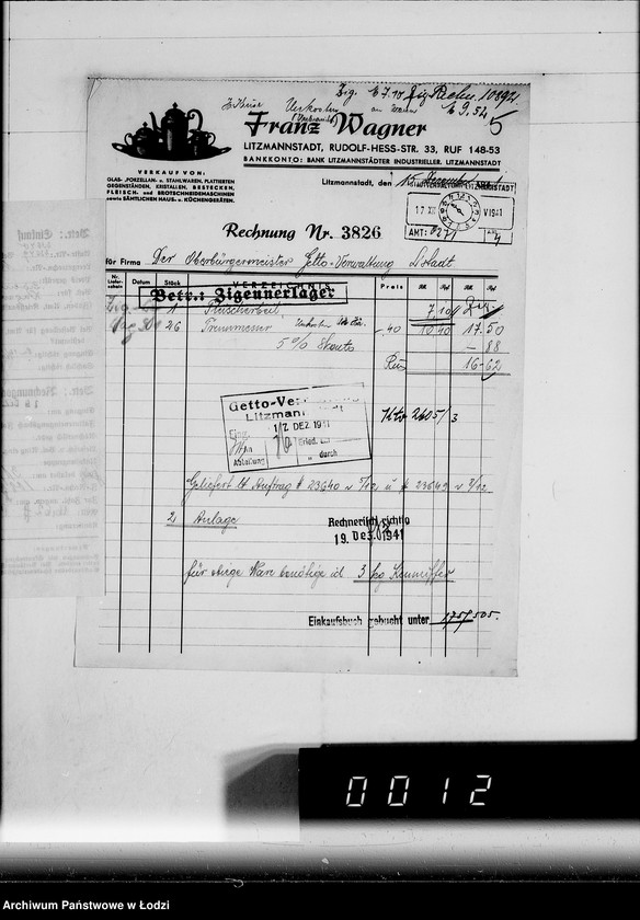 Obraz 9 z jednostki "W. [rachunki za dostawy towarów dla Getta]"