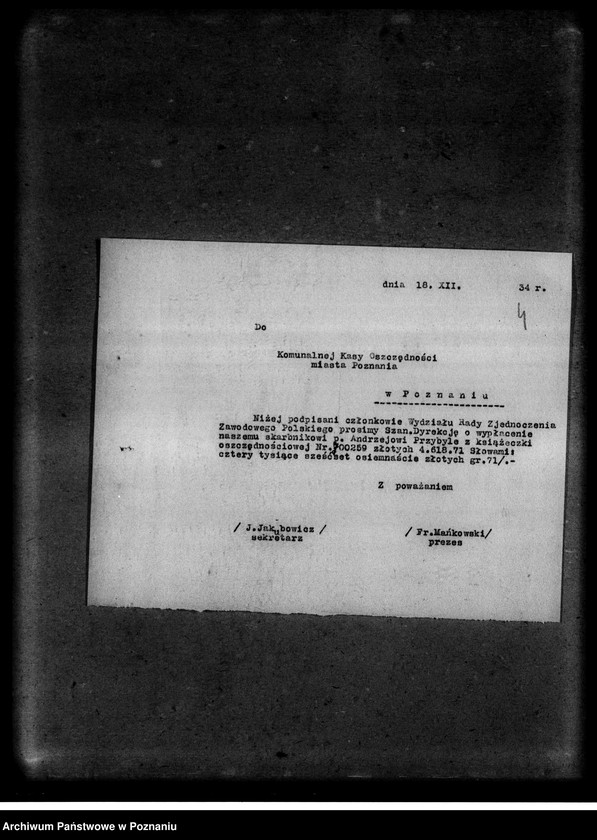 Obraz 8 z jednostki "Korespondencja w sprawach finansowych"