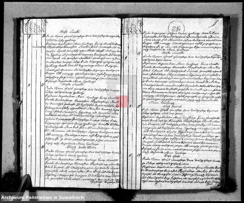 image.from.unit.number "Księga urzędnika stanu cywilnego gmniny suwalskiey zawierająca w sobie akta zejścia od dnia 1-go stycznia 1818 r-u do dnia tegoż 1819"
